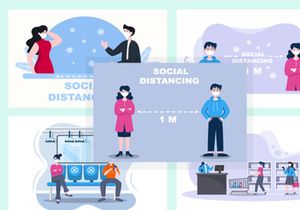 13 Social Distancing to Prevent Disease Flat Design