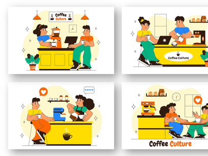 10 Coffee Shop Culture Illustration