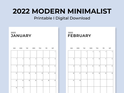 Monthly Calendar Vertical Printable Calendar Template Year 2022