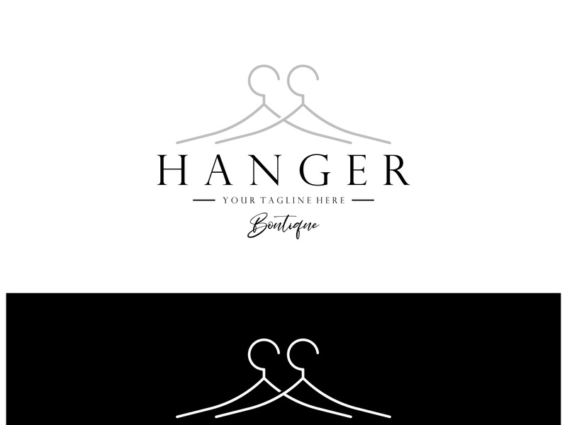 Simple clothes hanger logo details with creative design.for business, boutique, fashion, lifestyle, beauty, wardrobe, wedding dress, clothing store