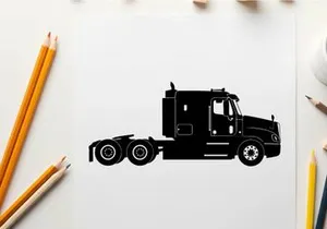 Silhouette of a semi truck tractor unit with sleeper cabin