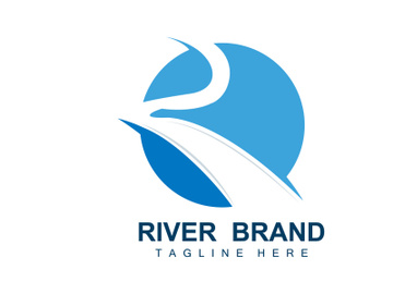 River Logo Design, River Creek Vector, Riverside Illustration With A Combination Of Mountains And Nature, Product Brand preview picture