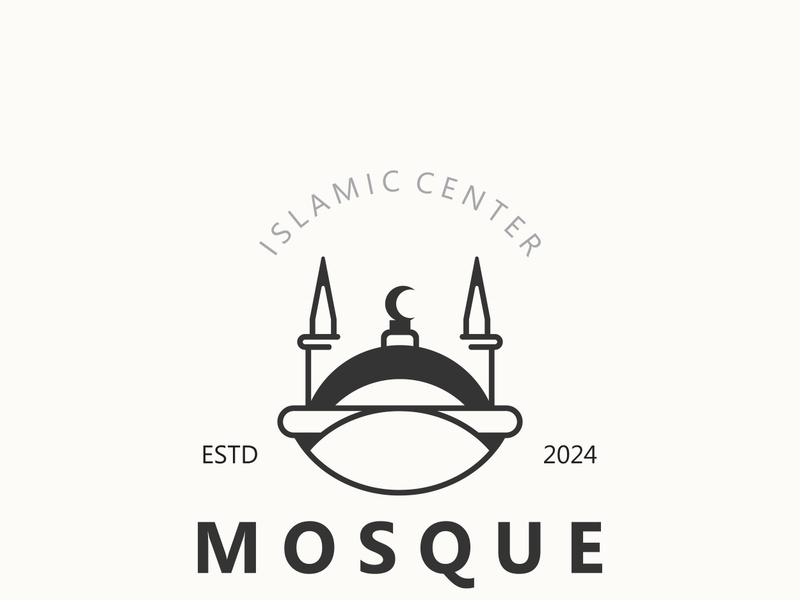 Mosque Logo design, simple islamic architecture, emblem symbol islamic center vector template