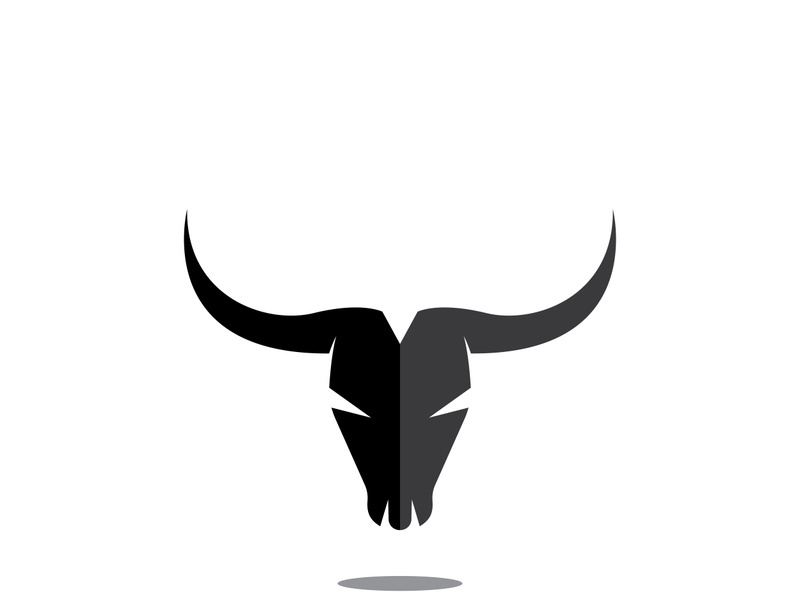 Retro vintage bull head horns logo.