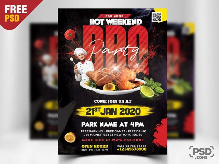 Weekend BBQ Party Flyer Template PSD