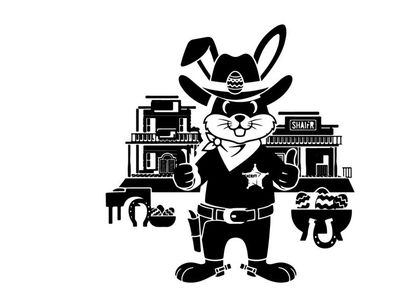 Cowboy rabbit silhouette in a western town scene