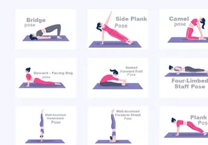 30 Yoga Poses and Fitness Exercises Illustration