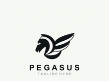 Pegasus horse Logo minimalist, Line art, Modern simple mascot, Mystic premium emblem