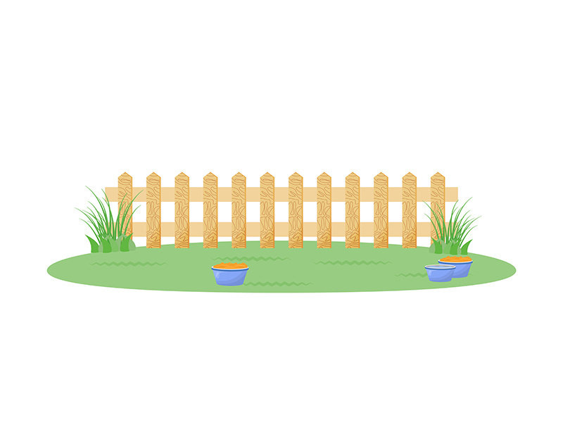 Backyard with fence flat color vector illustration