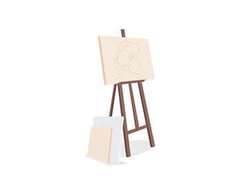 Easel with canvas painting semi flat color vector object preview picture