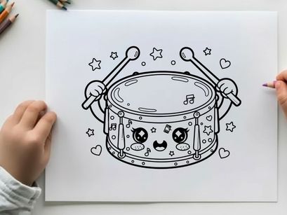 Cute drum playing music vector illustration flat design
