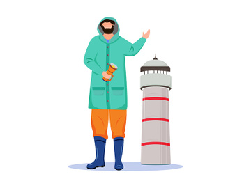 Lighthouse keeper flat vector illustration preview picture