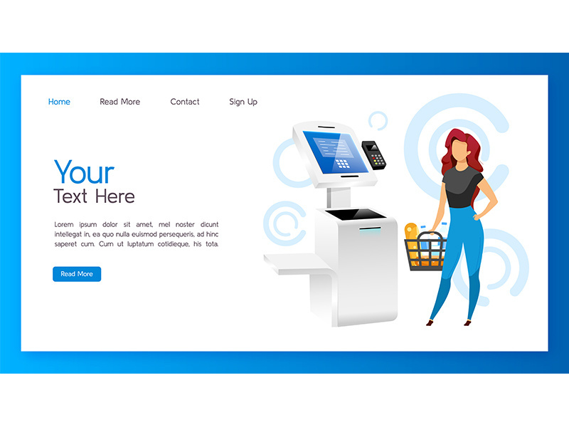 Store self service kiosk landing page vector template
