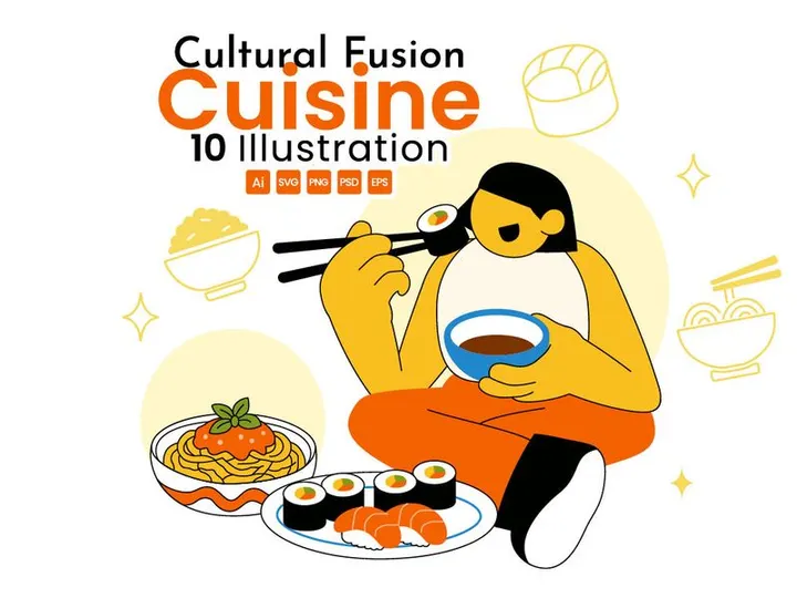10 Cultural Fusion Cuisine Illustration