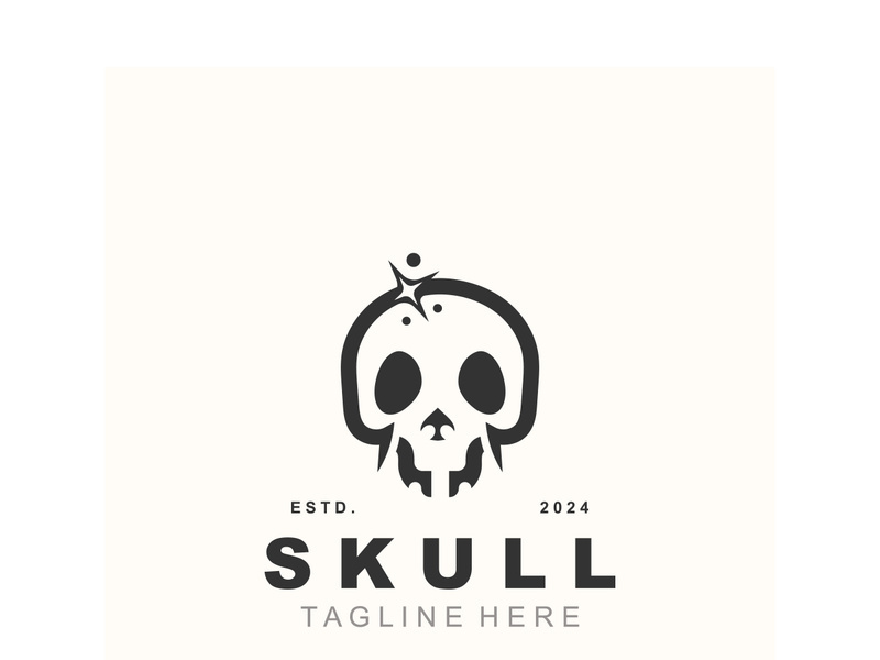 Skull skeleton logo vintage template idea on white background