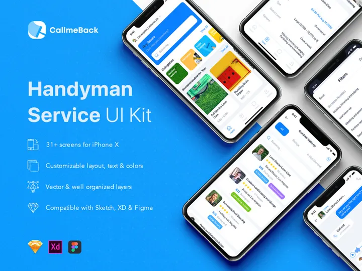 Handyman Service UI Kit for Sketch