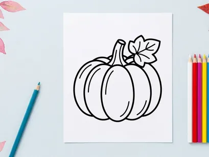 Pumpkin with leaf for autumn harvest. Seasonal vegetable display for fall decor.