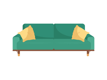 Green couch flat color vector object preview picture