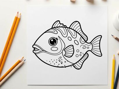 Cute cartoon fish swimming vector illustration flat design