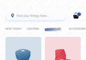 Home and My cart screens for Furniture app