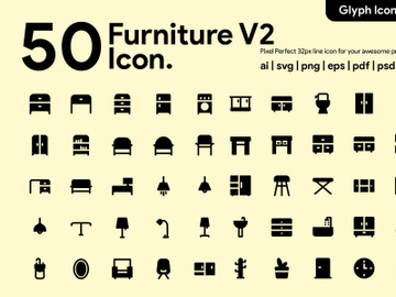 50 Furniture Glyph v2 Icon preview picture