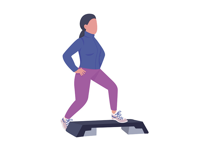Woman doing warm-up exercise semi flat color vector character