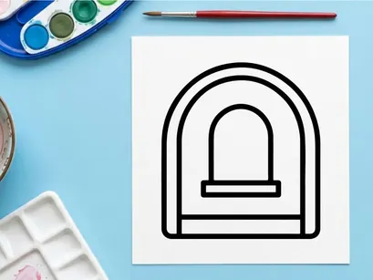 Minimalist Halloween Arch-Icon isoliert auf Weiß. Gruselige Eingangs-Symbol-Vektorillustration für saisonale Deko und Einladungen.