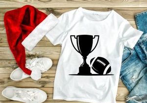 American football championship trophy and ball graphic