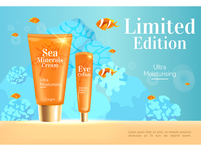 Limited edition cream realistic vector product ads banner template