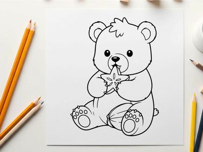 Cute teddy bear with star vector illustration flat design