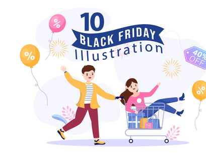 10 Black Friday Give Big Discount Illustration