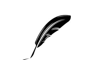 Feather quill design icon and logo illustration classic stationery