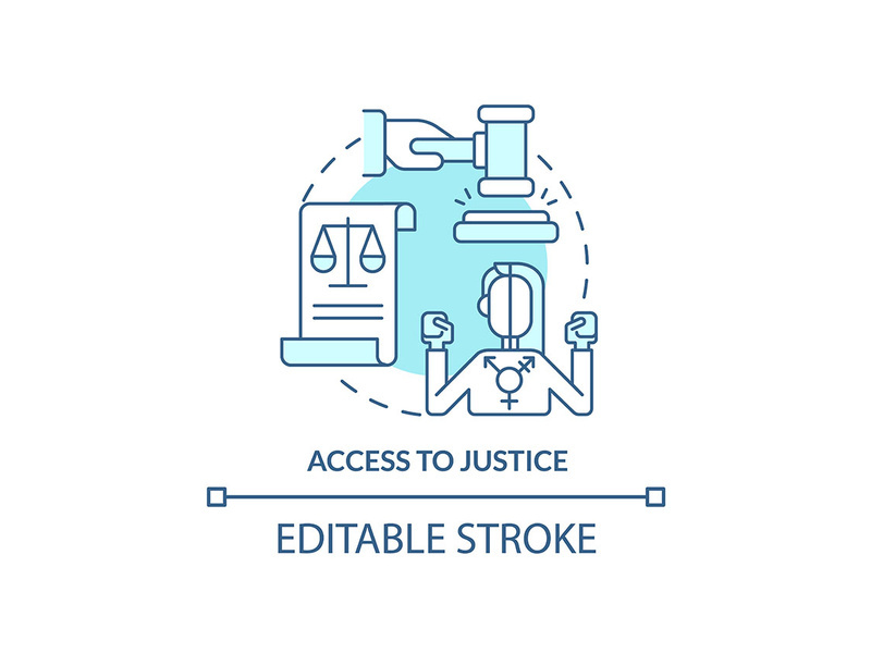 Access to justice turquoise concept icon