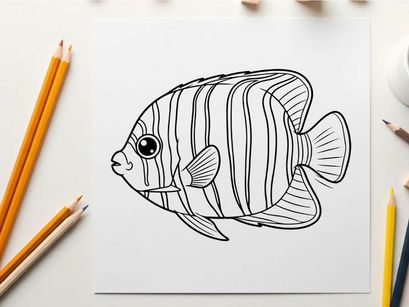 Angelfish swimming underwater vector illustration flat design