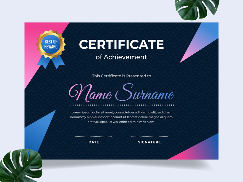 Modern certificate design template