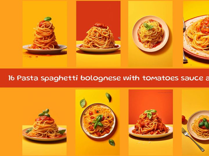 Pasta spaghetti bolognese with tomatoes sauce and basil
