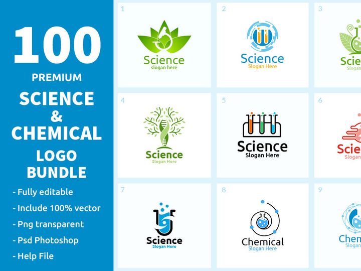 100 Science and Chemical Logo Bundle