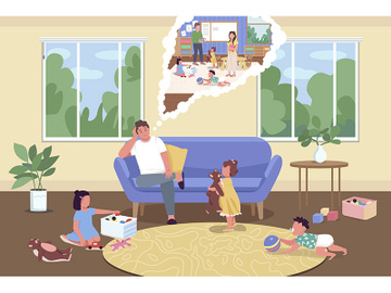 Parenting during isolation flat color vector illustration preview picture