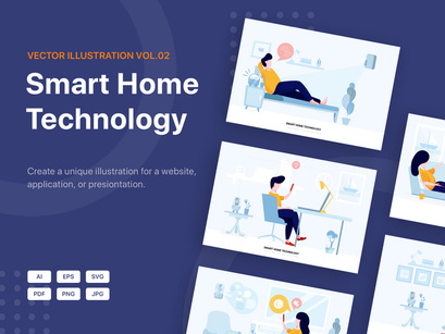 Smart Home Technology Vector Scenes_Vol 02