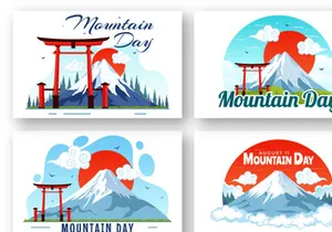 12 Mountain Day in Japan Illustration