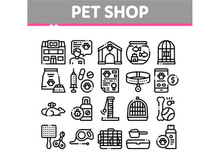 Pet Shop Collection Elements Icons Set Vector