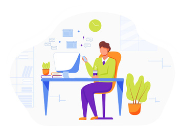 Office worker flat vector illustration preview picture