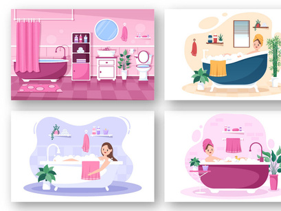 13 Modern Bathroom Furniture Interior Illustration