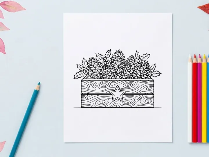 Ilustrasi vektor hiasan Natal bergaya tangan dengan bintang dan ranting pinus untuk dekorasi festif