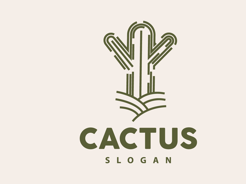 Cactus Logo, Desert Green Plant Vector