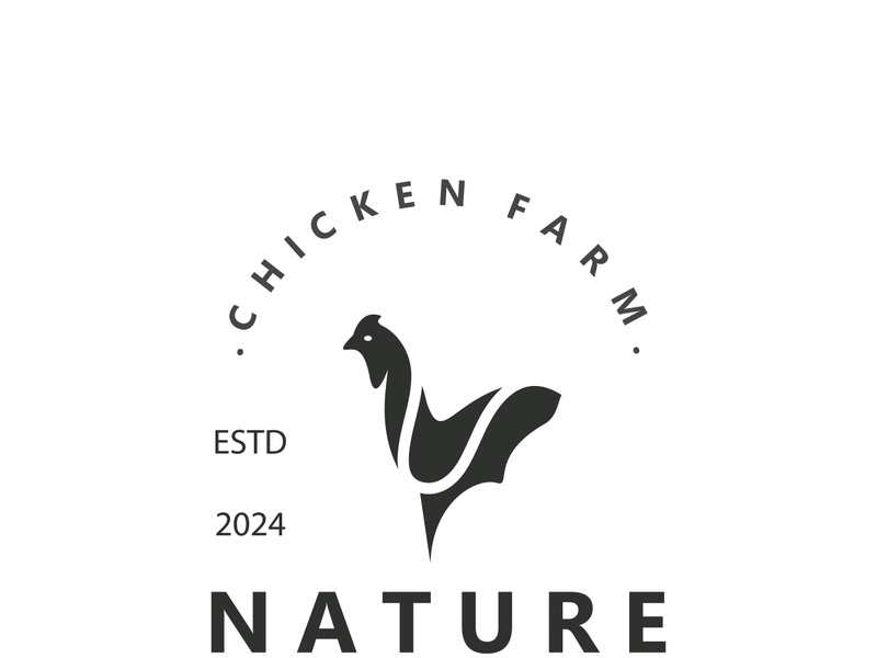 Chicken Farm logo design, animal icon for groceries, butcher shop, farmer market livestock template