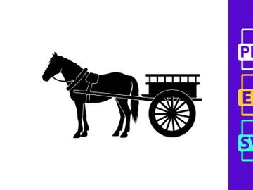 Horse pulling a cart vector preview picture