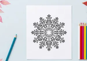 Black and white snowflake icon with star accents for Christmas holiday design elements.