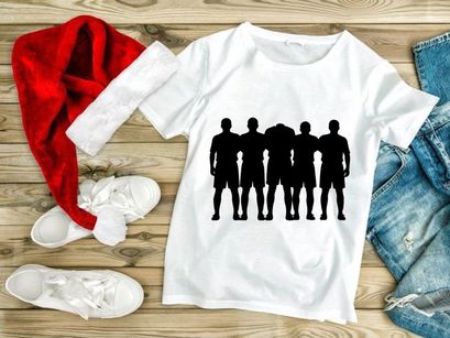 Silhouette of five men standing together in unity and solidarity