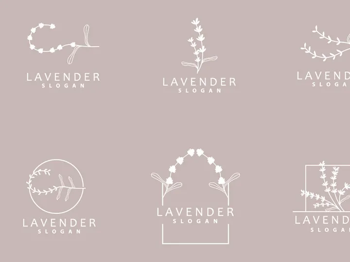 Lavender Logo Elegant Purple Flower Plant Illustration